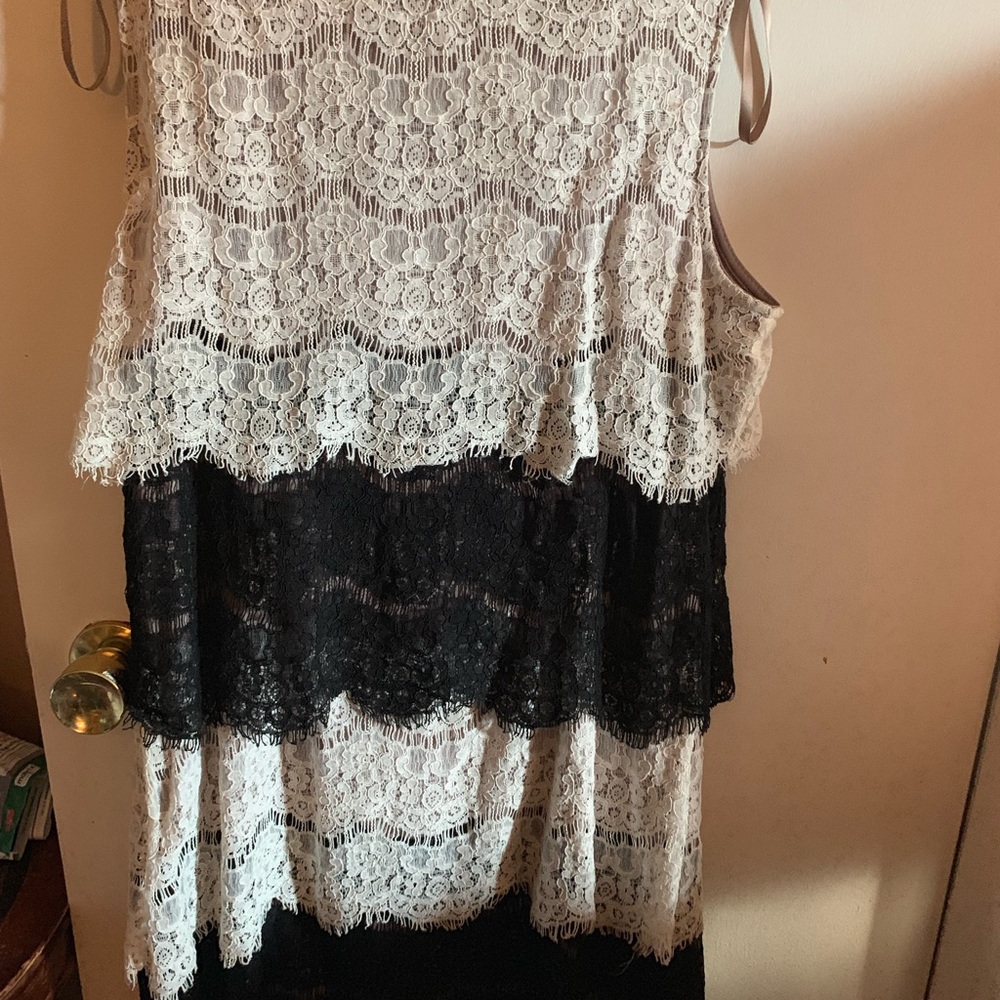 White and black tiered dress